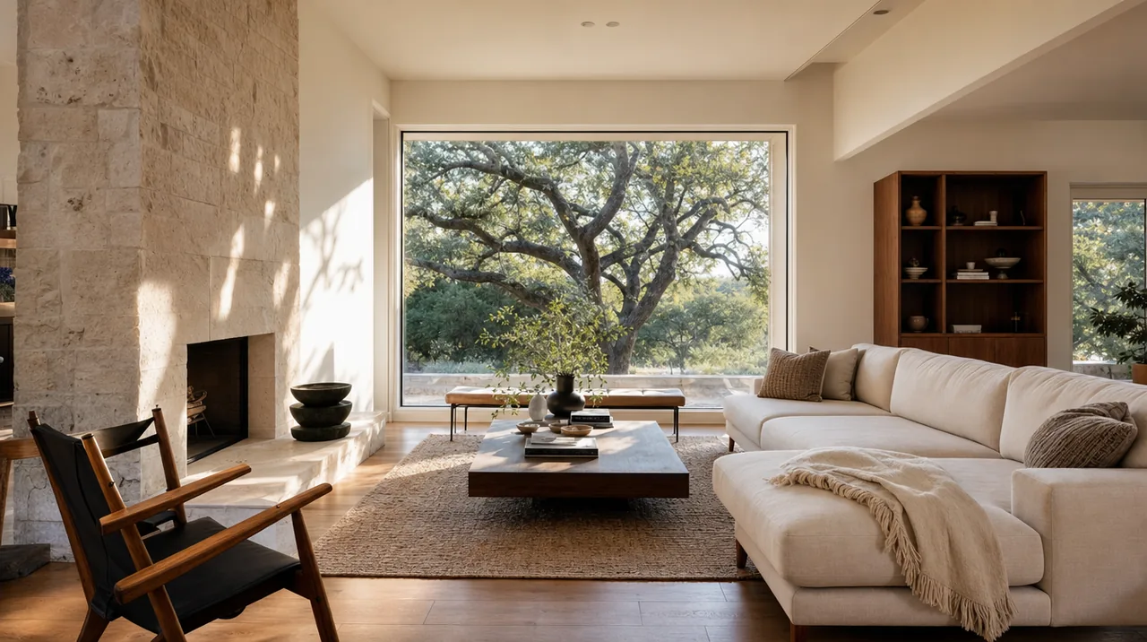 Illustrative painted interior trim in a warm Austin home